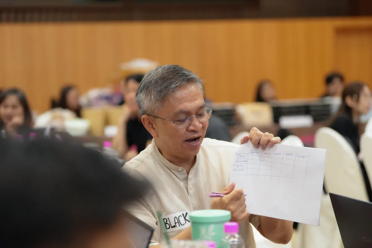 กระดานสอนกรอบ THINK TURN TELL ในคลาสอบรม Data Storytelling ของ Betterpitch